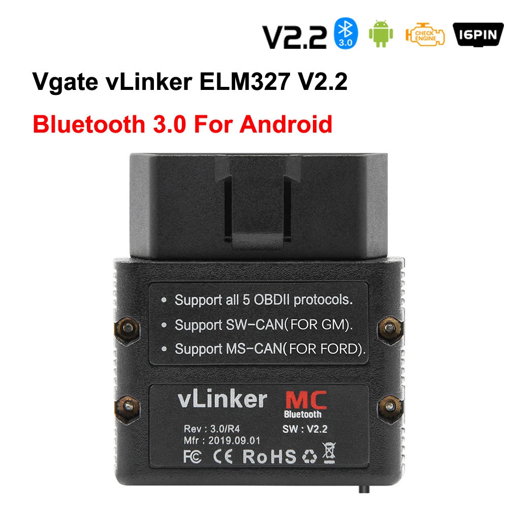 Vgate Vlinker Mc+ Elm327 V2.2 บลูทูธ 4.0 Obd2 เครื่องสแกนเนอร์ Obd 2 Wifi Bimmercode Forscan Auto เค
