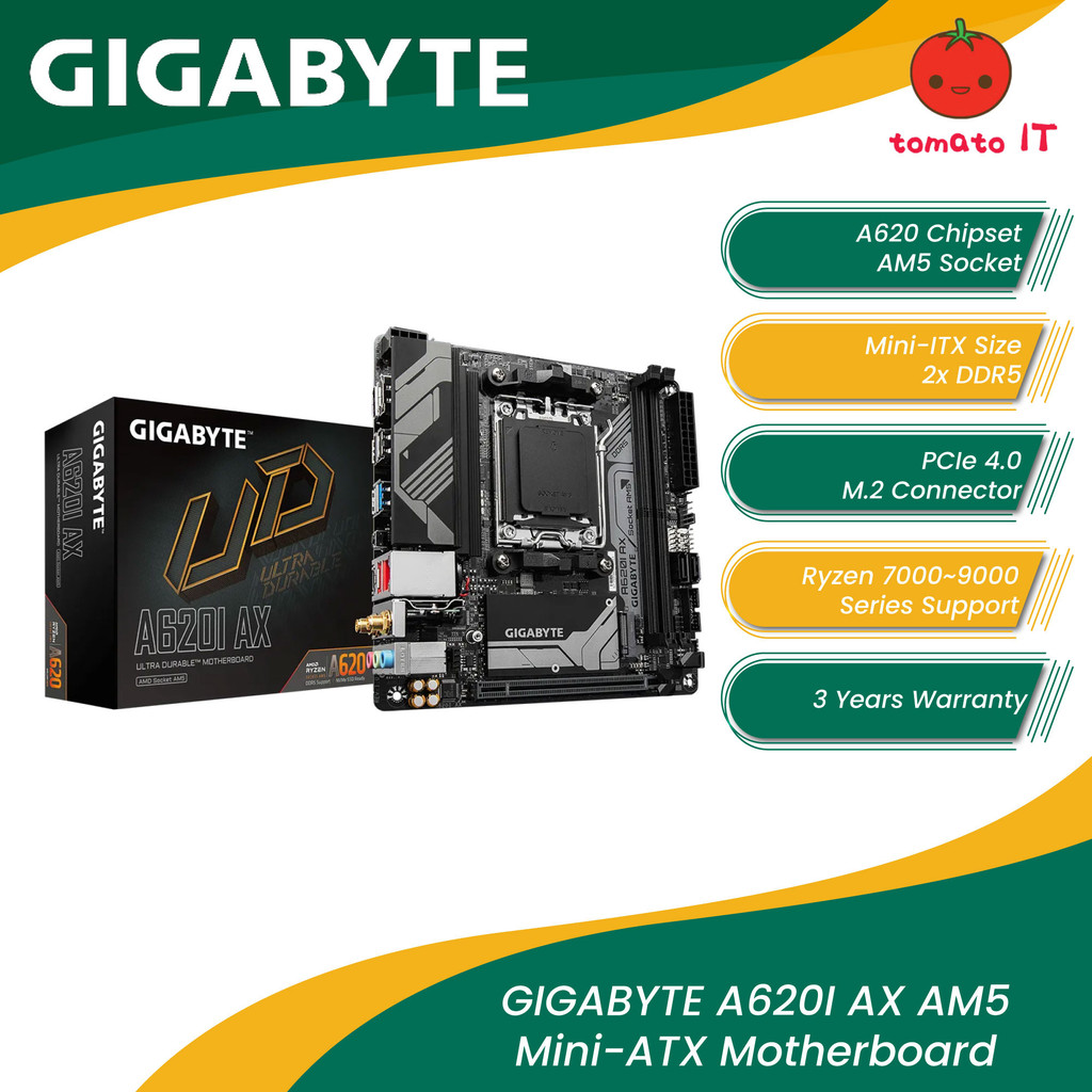 เมนบอร์ด GIGABYTE A620I AX (rev 1.0) AM5 Mini-ITX