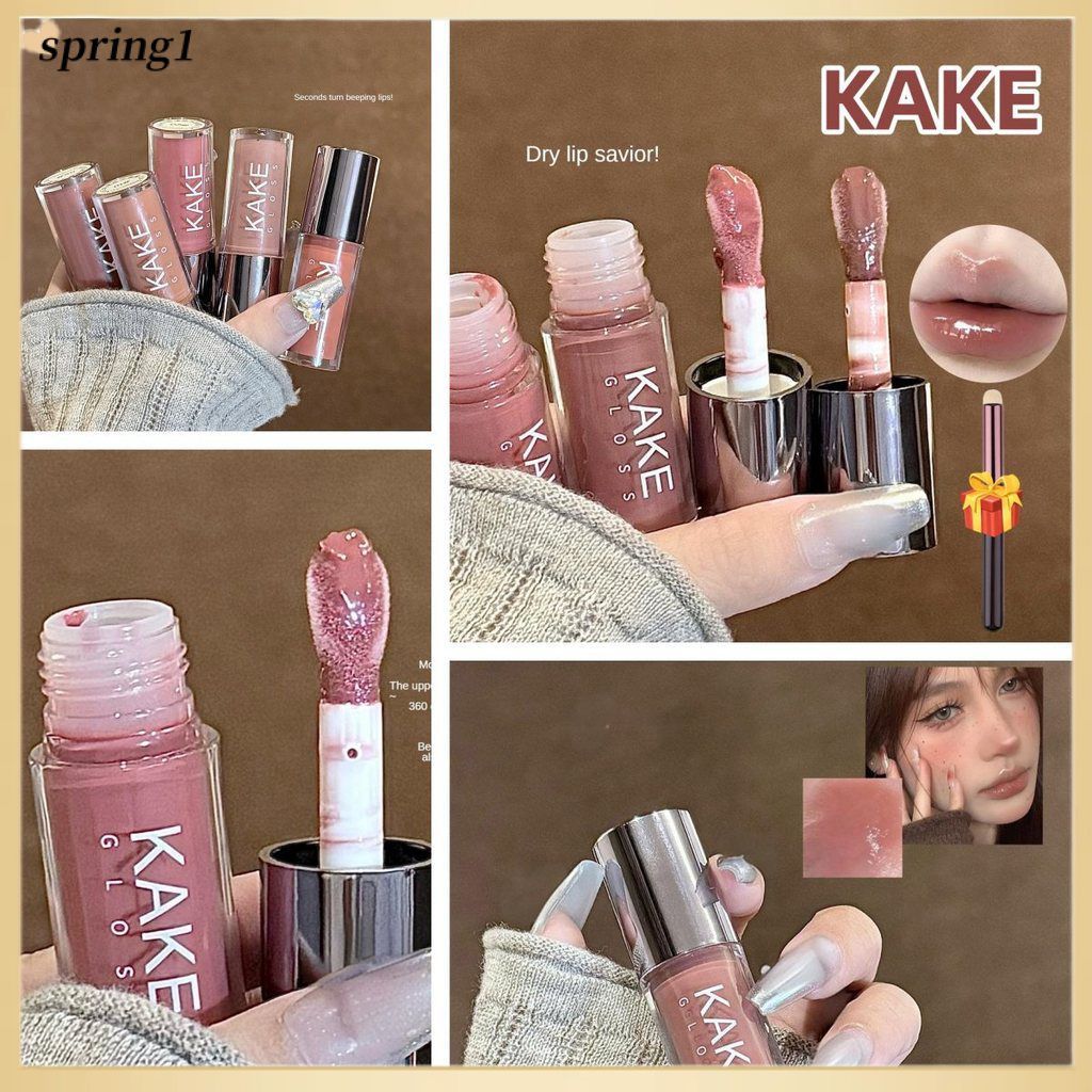 ✨ 【ของขวัญฟรี】ลิปกลอส KAKE Glass Crystal Jelly Lip Essence Oil Water Light Lipstick ลิปสติกเนื้อเจลล