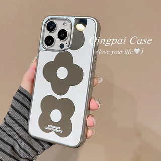 คือสไตล์ดอกไม้แต่งหน้ากระจกเคสโทรศัพท์Drop-ResistantสําหรับiPhone 16 Promax 15 Promax 11 12 13 14plus 15plus 16e 16plus 15pro