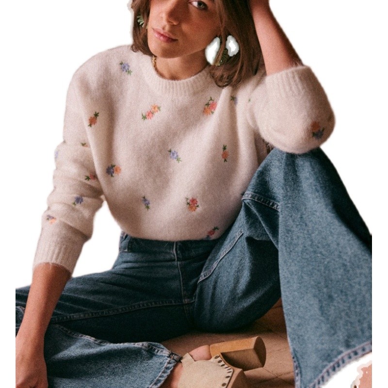Sezane Amanda Sweaters - เสื้อกันหนาวคอกลมสำหรับผู้หญิง ปี 2023 สินค้าของแท้จากยุโรป