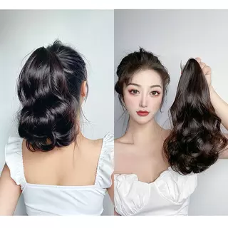‌ปลอมผมหางม้า้าสีดำ ลอนใหญ่สวยธรรมชาติ แบบสั้น-ยาว ใช้กับที่หนีบผมแบบหนีบหัว ขายดีบน