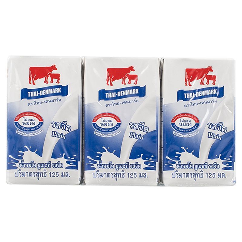 ไทยเดนมาร์คนมยูเอชทีรสจืด 125มล. แพค 6 Thai Denmark UHT Milk Plain 125ml. Pack 6 [หมายเลขบาร์โค้ด 8852537011569 ]