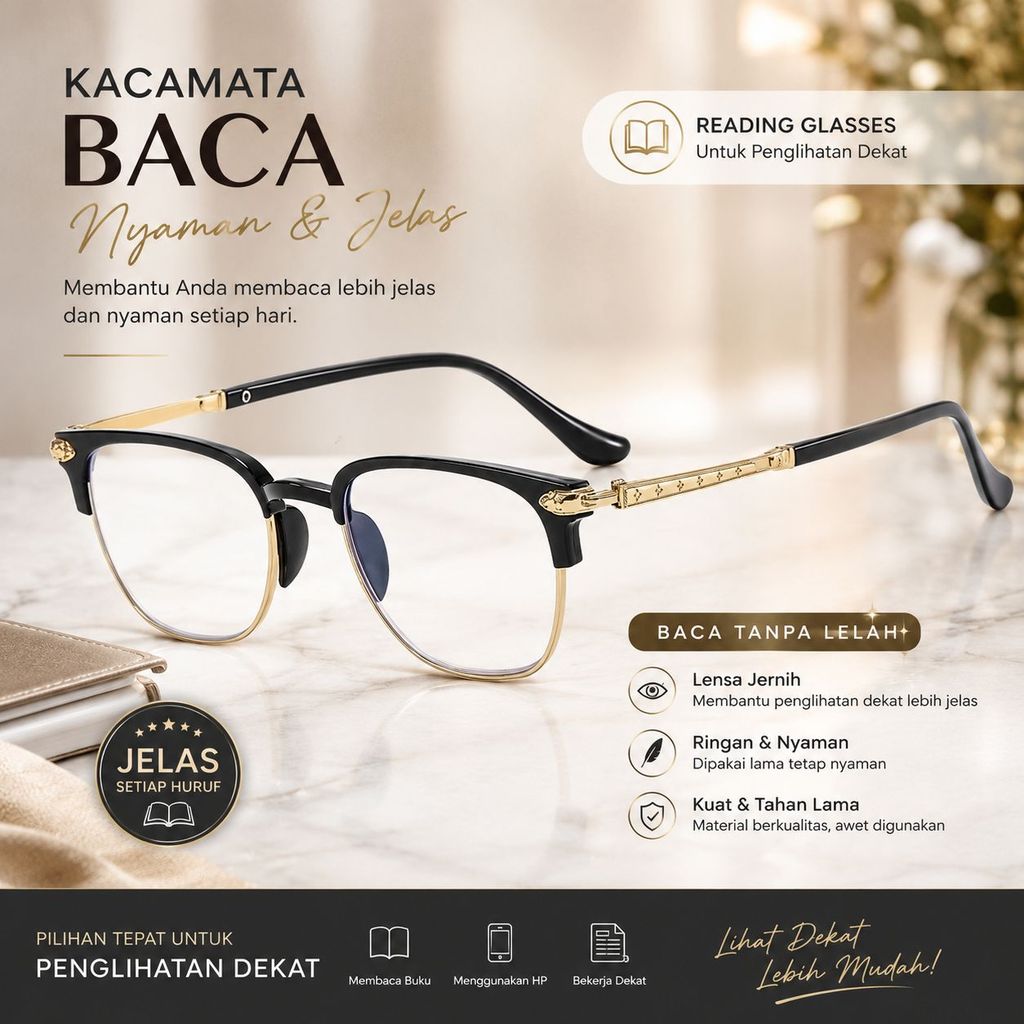 Kacamata Baca Fashion Lensa Plus Anti Radiasi Anti Blue Light +1.00 s/d + 4.00 XH 819 Kacamata Retro