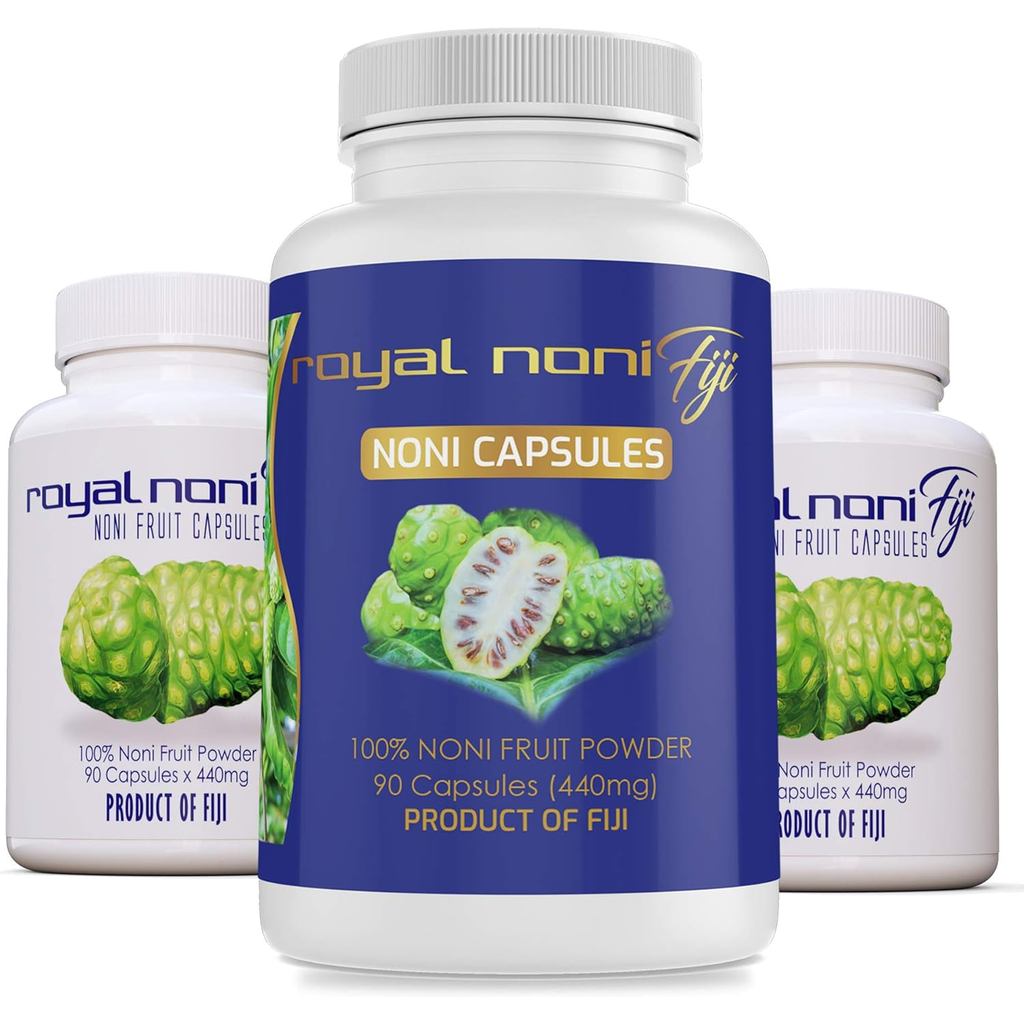 Royal Noni Capsules 100% Organic Noni Fruit ยั่งยืนปลูกและเก็บเกี่ยวด้วย Fijian Noni Natural of Anti