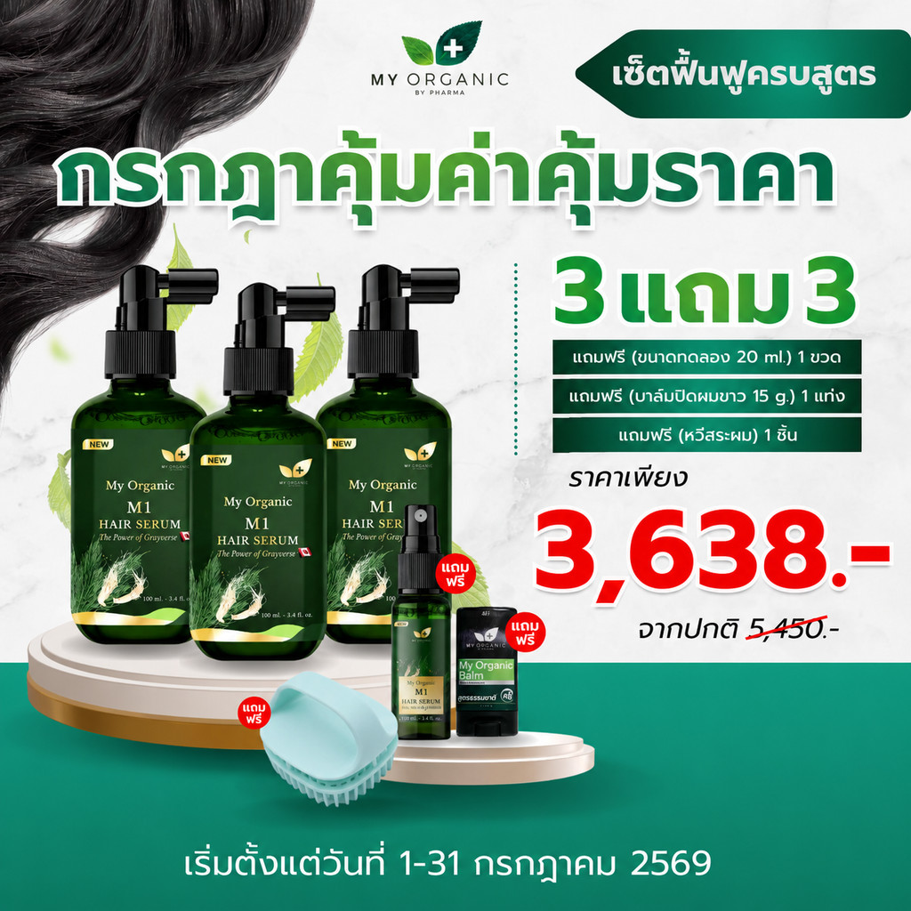 [สูตรใหม่เข้มข้น+โปรโมชั่น เดือน พฤษภาคม 2569] My Organic Hair Tonic แฮโทนิค ผมร่วง ผมบาง ของแท้100%