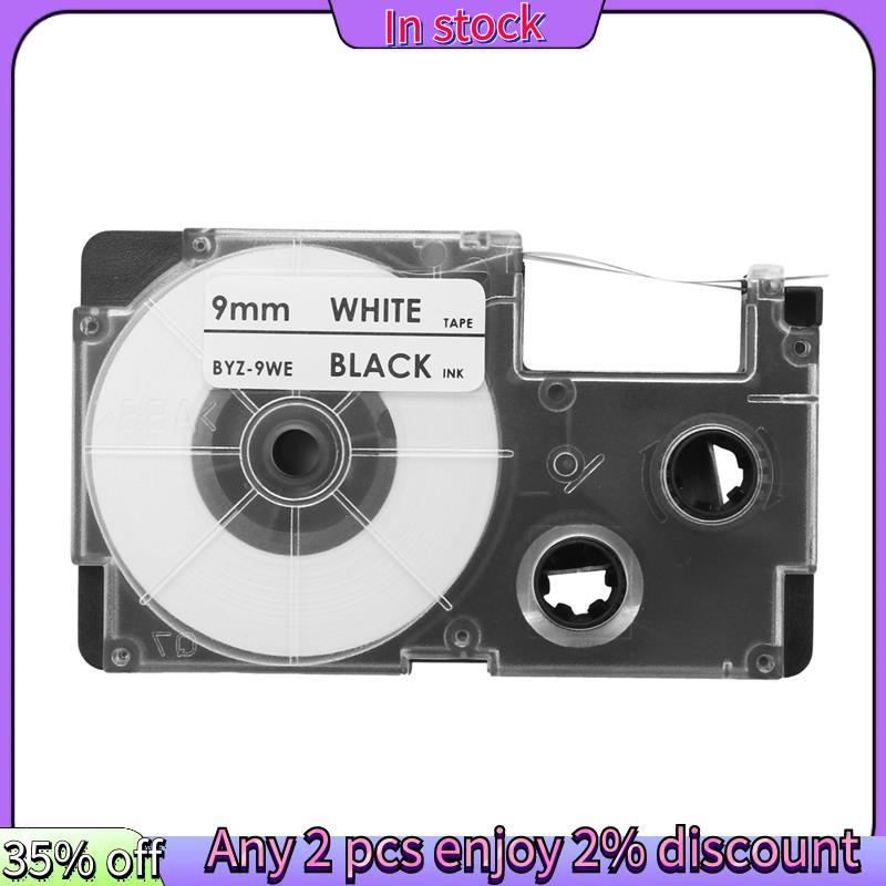 In stock-3 Pack 9mm Black on White Label Tape Label Maker ใช้งานร่วมกับ -120, -60, -100, KL750B, KL7