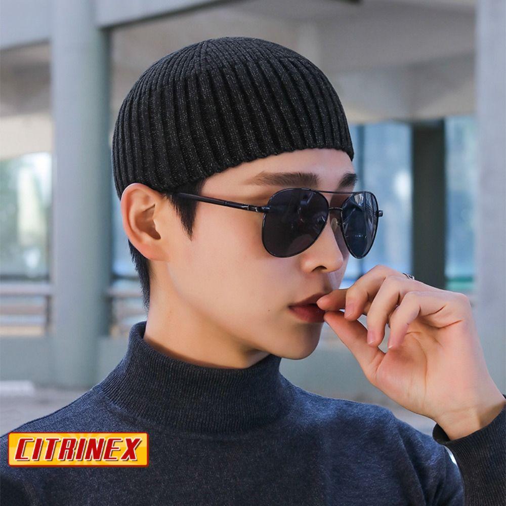 CITRINEX หมวกถัก,Brimless สีทึบVINTAGEโดมหมวก,Hip-Hopเส้นด้ายหยาบยืดหยุ่นอุ่นBonnet Beaniesฤดูหนาว