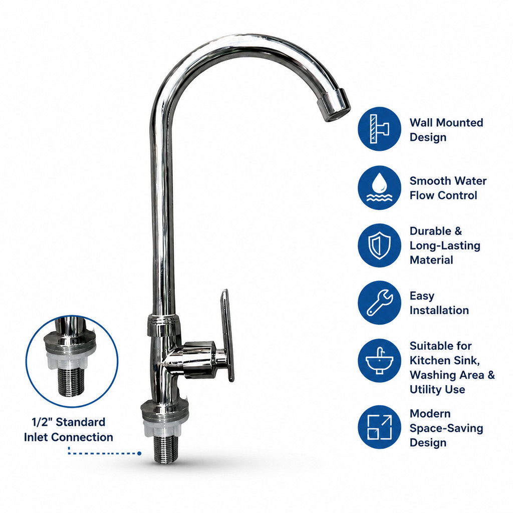 1/2 "อ่างล้างจาน Wall Pillar Tap ก๊อกน้ําห้องครัว Kitchen Tap Kepala Paip Sinki AA168SI AA168SS