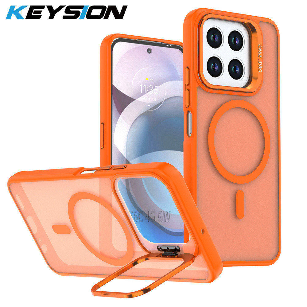 KEYSION เลนส์ขาตั้งเคสโทรศัพท์แม่เหล็กสําหรับ HONOR X6c X5b Plus Matte โปร่งแสงกันกระแทกสําหรับ Hono