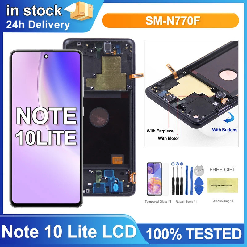 TFT สําหรับ Samsung Galaxy หมายเหตุ 10 Lite จอแสดงผล LCD Touch Screen Digitizer อะไหล่สําหรับ Samsun