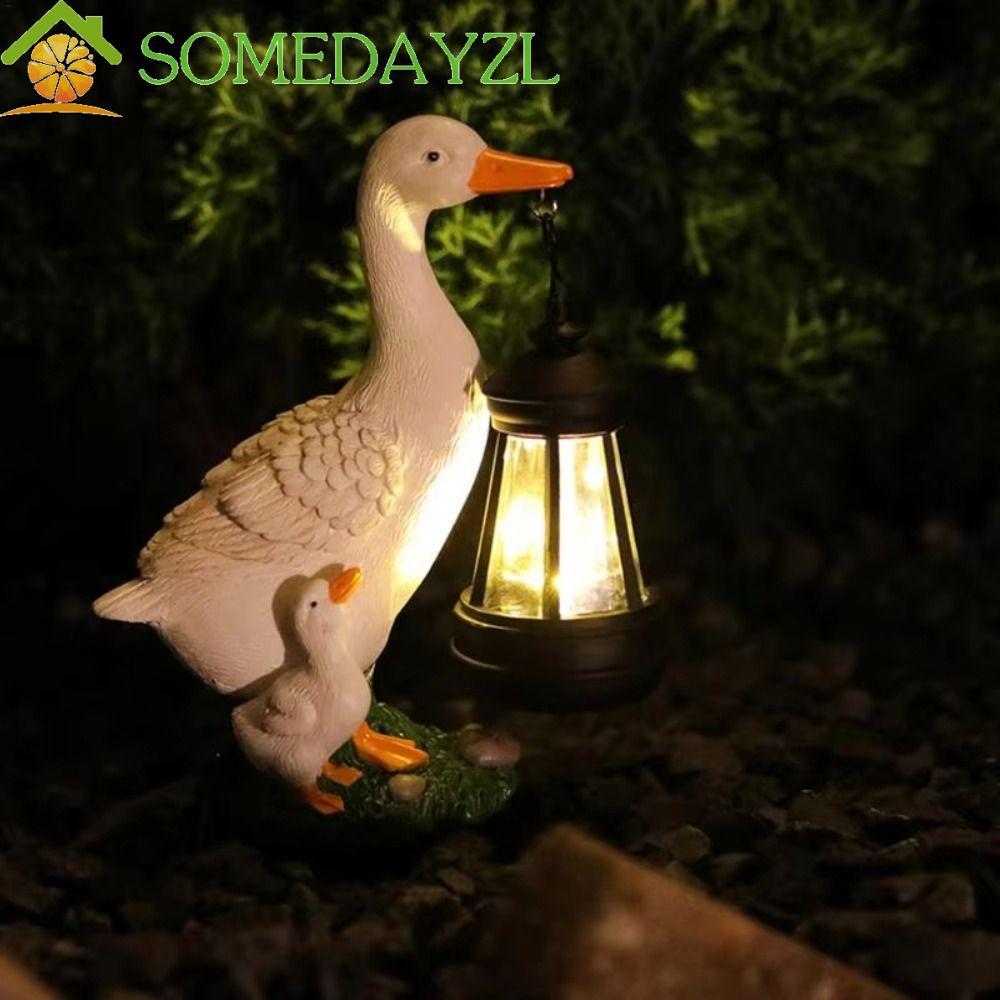 SOMEDAYZL รูปปั้นเป็ดพลังงานแสงอาทิตย์, LED เรซิ่นเป็ดพลังงานแสงอาทิตย์โคมไฟ,สวน Stake Light ประหยัดพลังงานน่ารัก Super Bright Solar Garden รูปปั้น Courtyard
