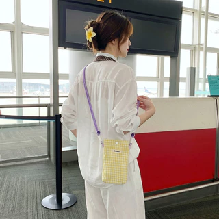 กระเป๋าเก็บมือถือ กระเป๋าใส่มือถือแบบผ้า ผ้าลินิน ทนทาน น่ารัก สายปรับได้ จัดเก็บสะดวก ป้องกันมือถือ ใช้ในบ้านและเดินทาง