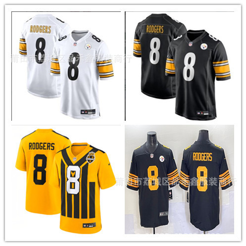 ส่งเร็ว!!Steelers Rugby Jersey Pittsburgh Steelers Rugby Jersey 8-RODGERS ปักรักบี้ Jersey