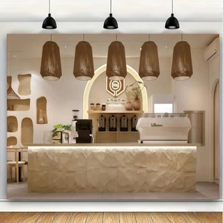 ผ้าพื้นหลังสำหรับห้องกาแฟ (สต็อกไทย, จัดส่งรวดเร็ว) ผ้าแขวนแบนเนอร์สำหรับห้อง (ขนาดสูงสุด 180-300 ซม.)