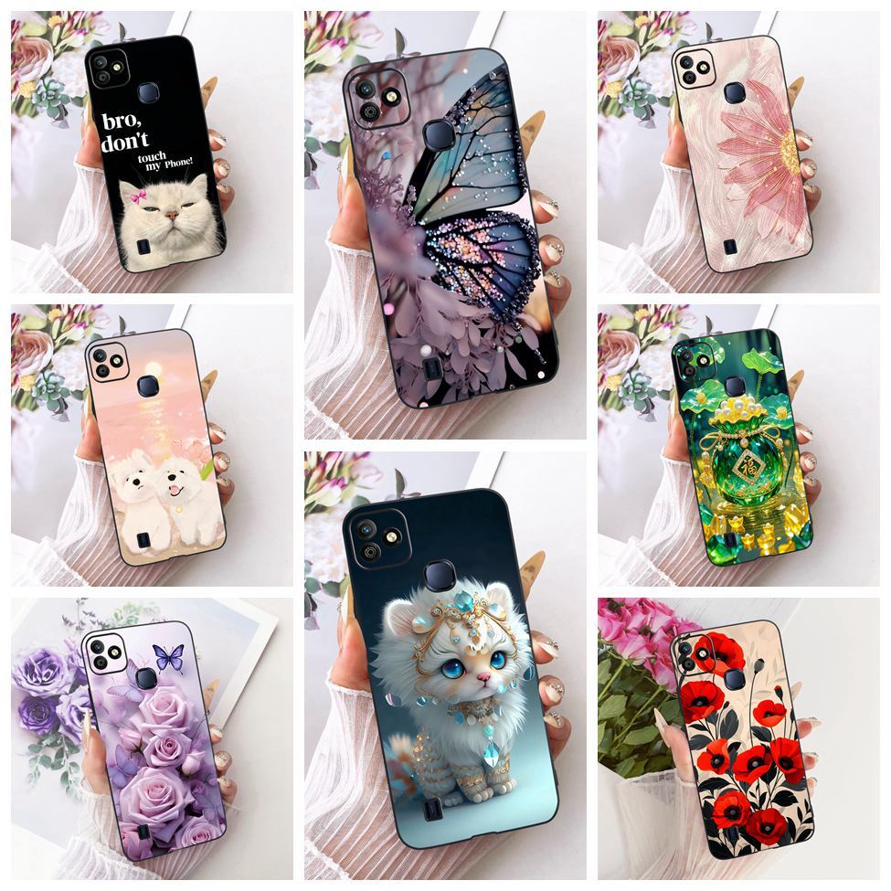 สําหรับ Infinix X612 X612BปลอกสําหรับInfinix Smart HD 2021 กรณีน่ารักการ์ตูนแฟชั่นผีเสื้อตลกทาสีปกหล