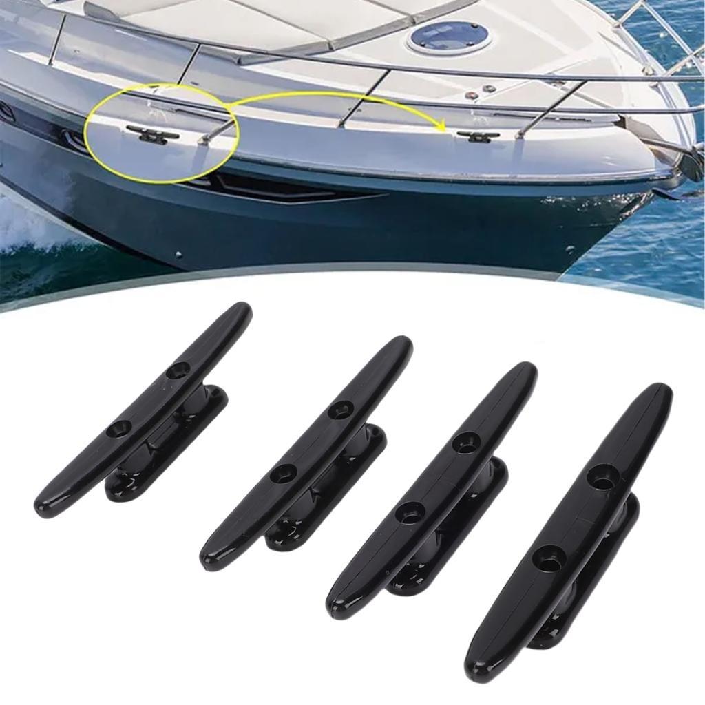 Sunnyhousess 4PCS 4 นิ้ว Dock Cleats พลาสติกสีดํา Marine Kayak เชือกสําหรับ Speedboats เรือยอชท์เรือ