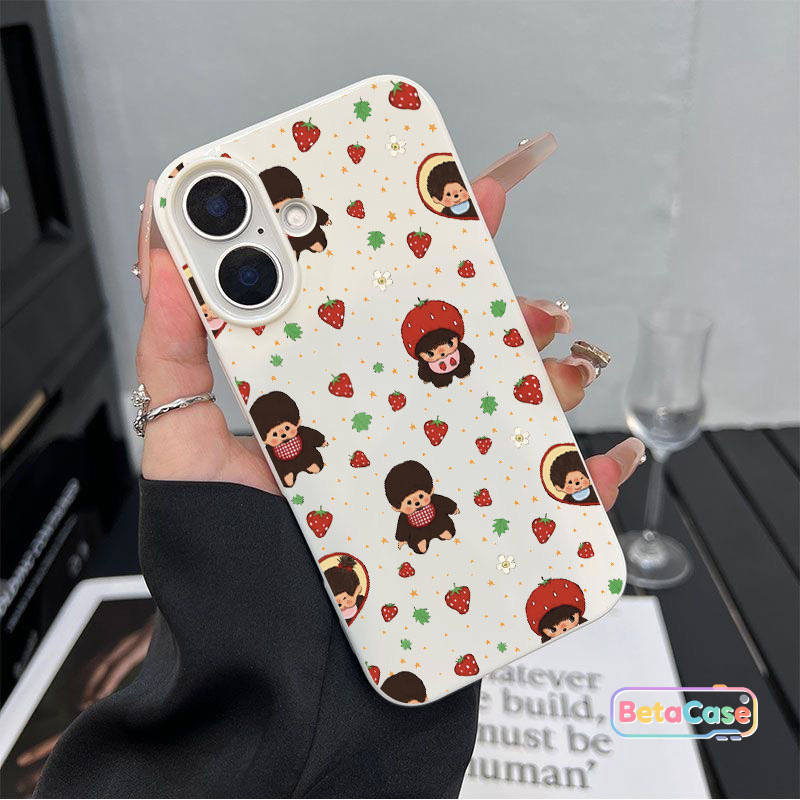 เคสโทรศัพท์มือถือลายสตรอเบอร์รี่ Monchichi น่ารัก iPhone 17Pro/16/15/14/13/12/11/ProMax/7/8Plus/XS/XR