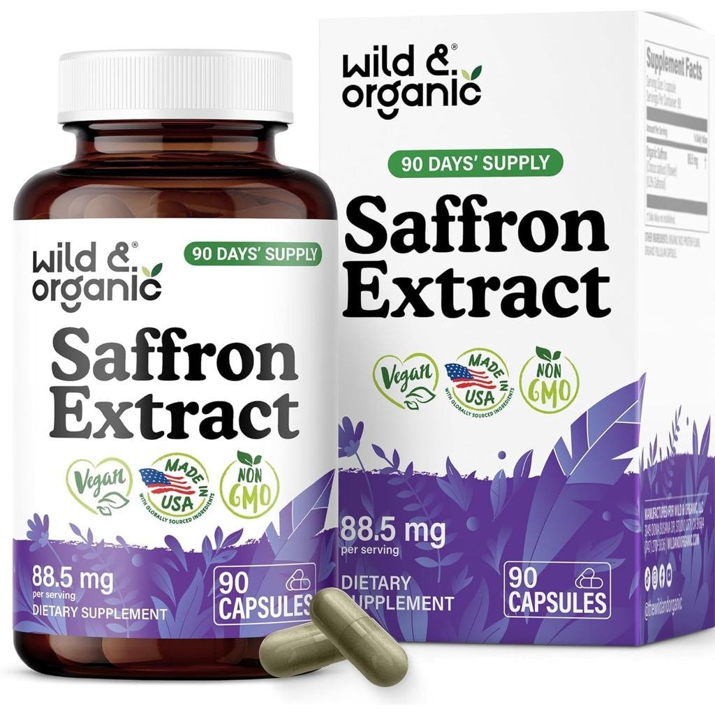 Wild & OrganicSaffironExtractCapsules88.5mg-Mood, Focus, EyeSupper-SaffironSupplements-CrocusSativus