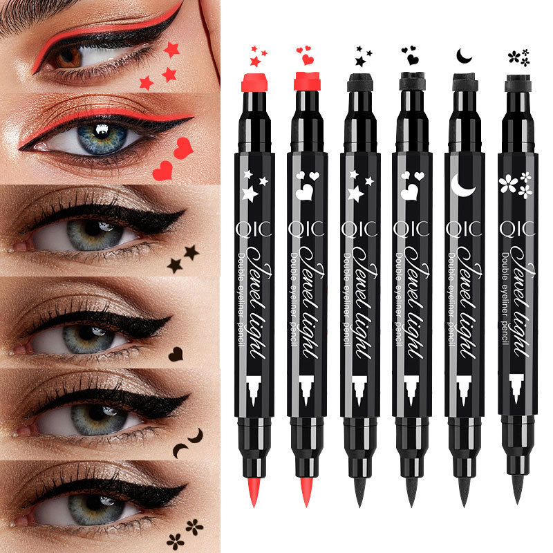 [คลังสินค้าพร้อม] QIC Ultra-Fine Eyeliner กันน้ํา Oil-Proof Non-Smudge Double-Headed Eyeliner Red Co