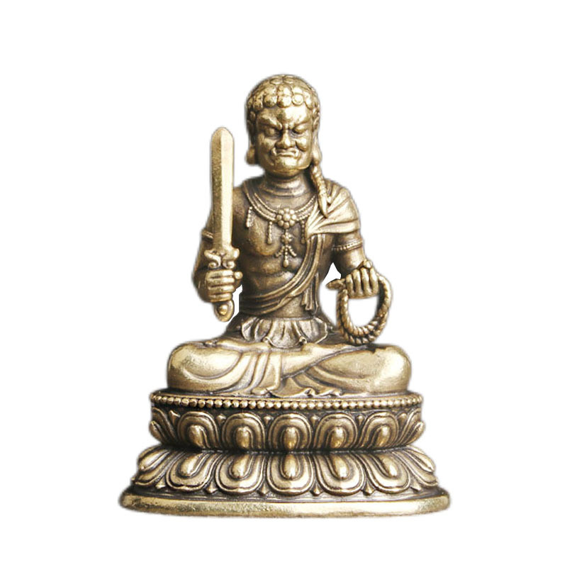 Lucky Feng shui ทองเหลือง Acala Fudo Myoo รูปปั้น Mini Lotus ตุ๊กตาพุทธตกแต่งบ้าน