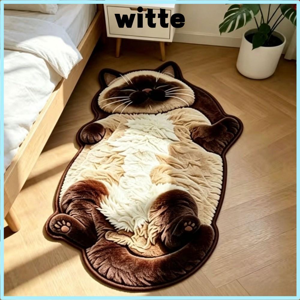 WITTE พรมพื้นที่รูปแมว,พรมตกแต่งบ้านป้องกันการเปรอะเปื้อนตุ๊กตานุ่ม,การ์ตูนลื่นรูปแบบทําความสะอาดง่ายพรมปูพื้นรูปสุนัขสําหรับตกแต่งบ้าน