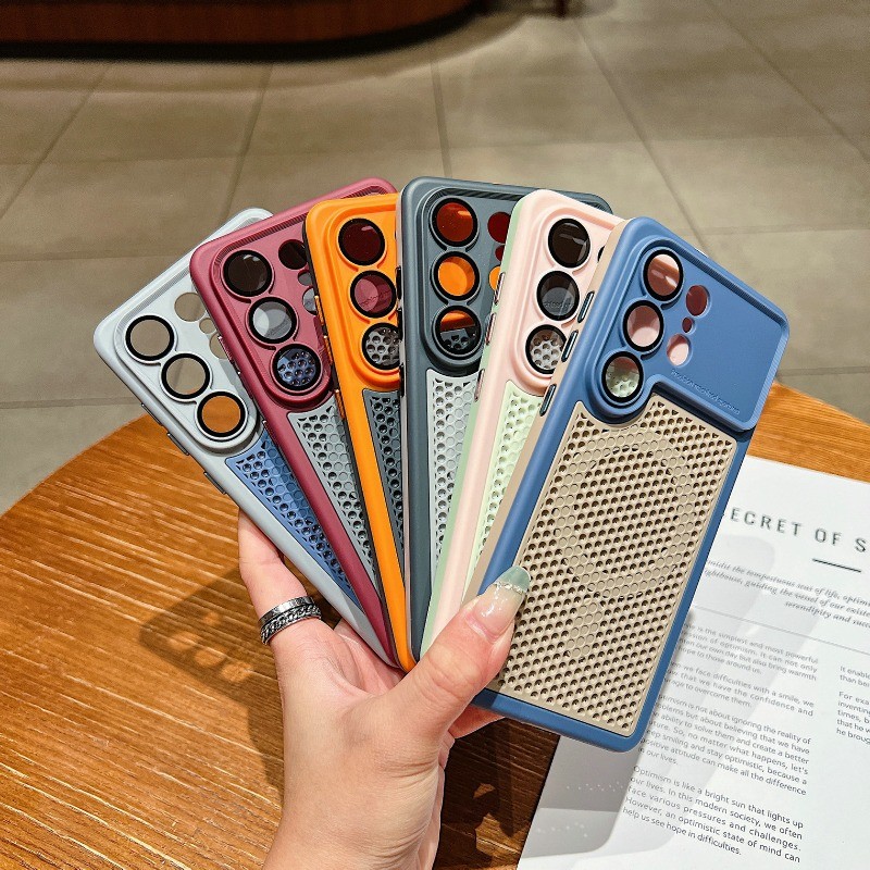 SAMSUNG ตาข่ายหรูหรากระจายความร้อนเคสโทรศัพท์แม่เหล็กสําหรับSamsung Galaxy S26 S25 S24 Ultraเลนส์ป้องกันรองรับไร้สายชาร์จกันกระแทกคราบปกแข็ง