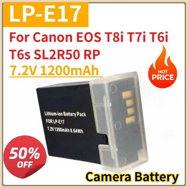 แบตเตอรี่กล้องใหม่ LP-E17 7.2V 1200mAh + เครื่องชาร์จ LCD สําหรับ Canon EOS T8i T7i T6i T6s SL2R50 R