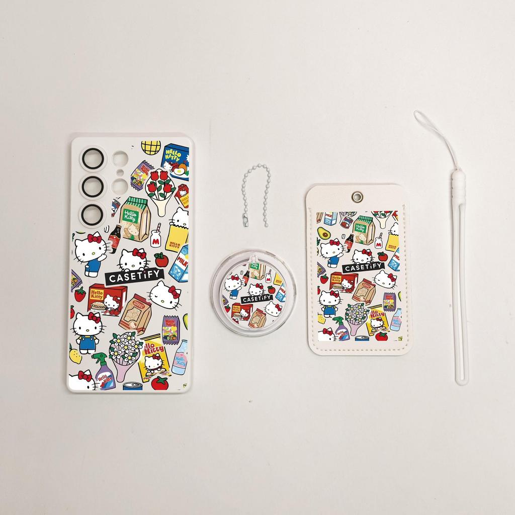 เคสแม่เหล็ก Samsung S26 Ultra ลายการ์ตูน มีฟิล์มเลนส์ในตัว พร้อมขาตั้งบัตรกระจก สายคล้อง สําหรับ S25