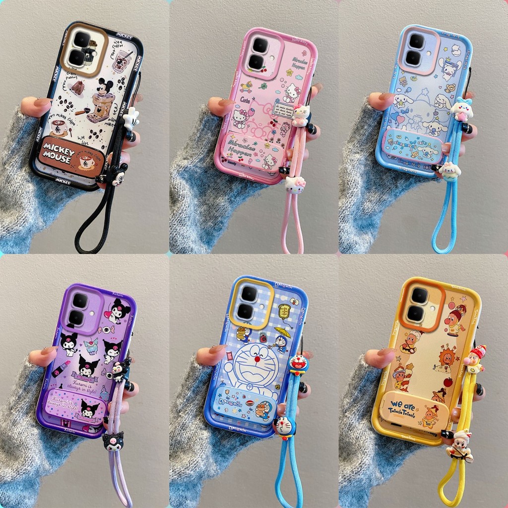 เคส Infinix Smart 10 กระจกการ์ตูนน่ารักพร้อมขาตั้งเคสโทรศัพท์