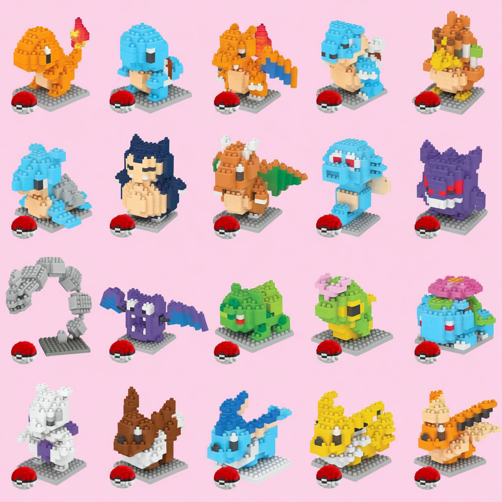 LBYU8044-8063 Pokémon Pokemon Building Blocks ประกอบของเล่นการศึกษา Diamond Particle Model