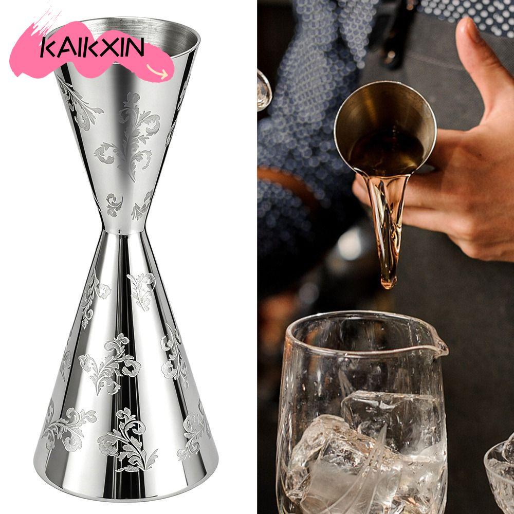 KAIKAXIN Cocktail Jigger Cup, 30/60ml สแตนเลส Double Head Jigger, ทนทานใบลายออกแบบ Bartending Jigger