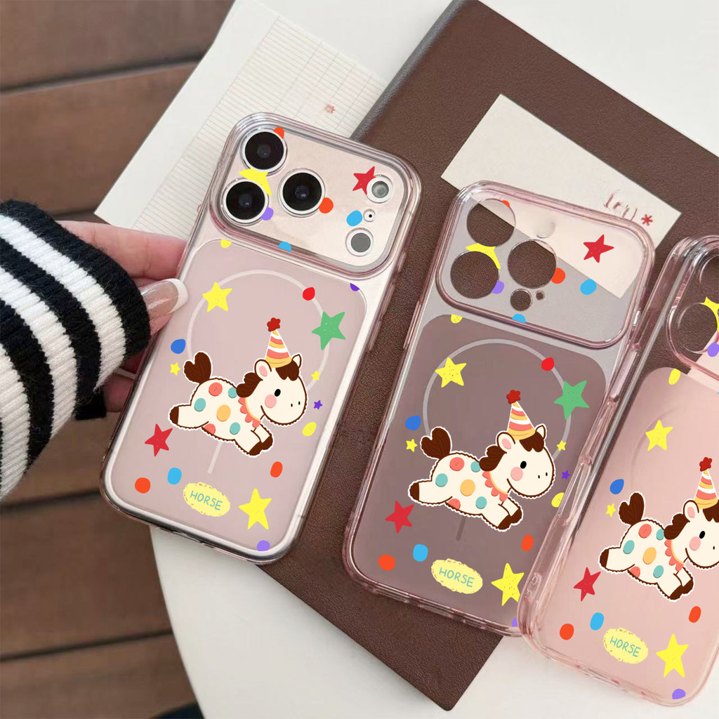 เคสใสลายการ์ตูนโทนร้อน น่ารักสดใส กันกระแทกขอบยก ป้องกันรอย สำหรับ iPhone7Plus 15 11 XSMax 14 17ProMax X