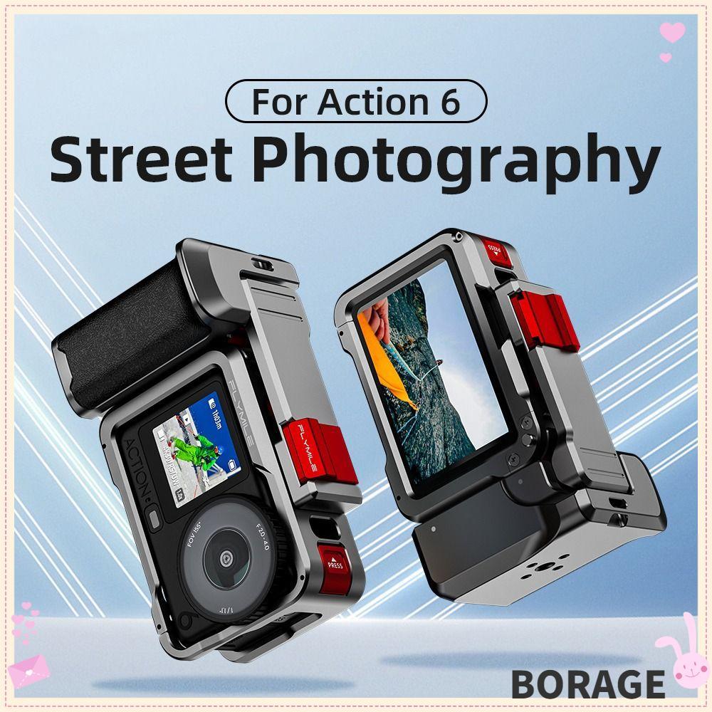 BORAG Xplorer Grip Kit กรงโลหะ, ปุ่มชัตเตอร์อลูมิเนียม Street Grip Handle, พร้อมรองเท้าเย็น Quick Re