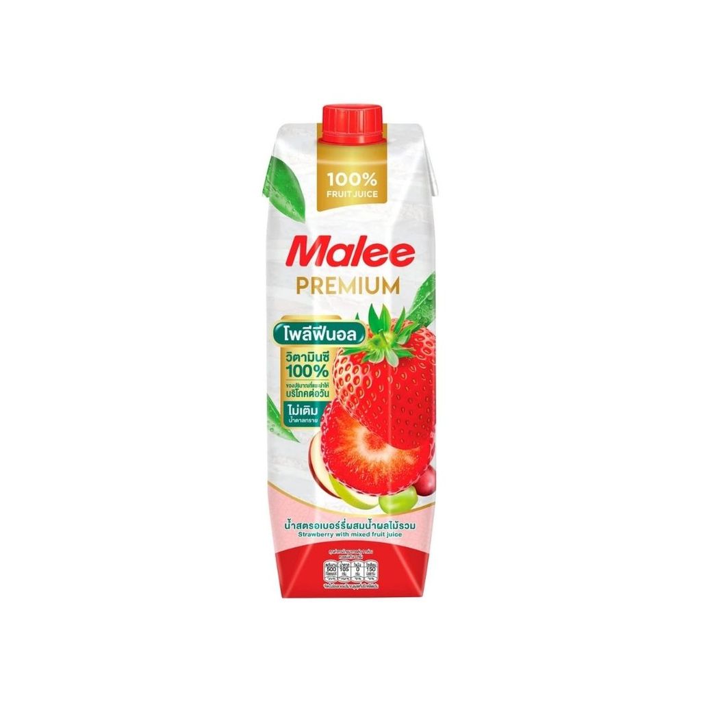 มาลี น้ำสตรอเบอร์รีผสมน้ำผลไม้รวม Malee Strawberry Mixed Fruit Juice 1000ml.