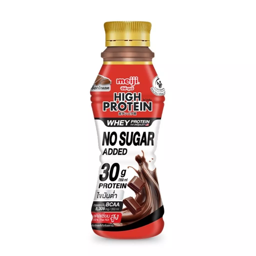 เมจิ นมไฮโปรตีนไม่เติมน้ำตาลช็อกโกแลต Meiji High Protein Milk Zero Chocolate 350ml.