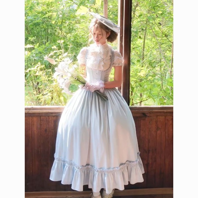 Southern France Holiday ฤดูร้อนสไตล์ใหม่ Liuyang แสงจันทร์สีขาว Miss สวมเสื้อสไตล์ Cla Classy Dress 