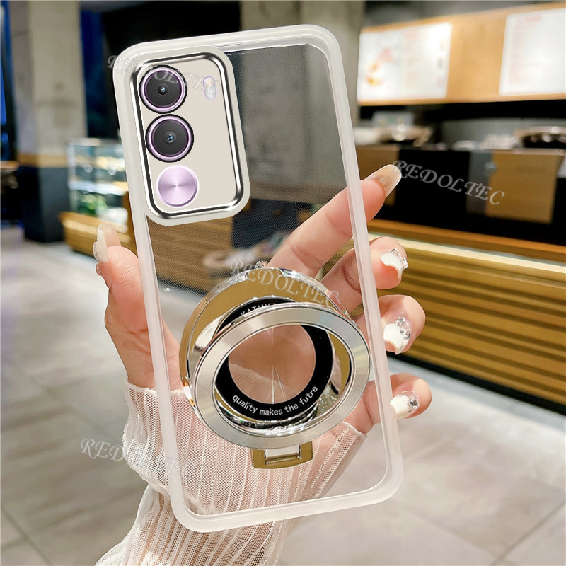 เคสRealme C100i C100Xดีไซน์ใหม่ที่วางขาตั้งแม่เหล็กปลอกใสRealme C100 iเคสโทรศัพท์แบบนุ่มใสบางพิเศษพร้อมการป้องกันเลนส์กล้อง