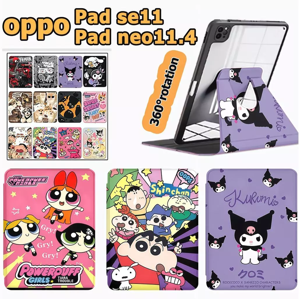 for เคส OPPO Pad SE11 2025 for OPPO Pad neo 11.4 Air2 11.4 การ์ตูน เคสหนัง PU ที่เสียบปากกาด้านขวา Magnetic AutoSleep for Case OPPO Pad SE 11