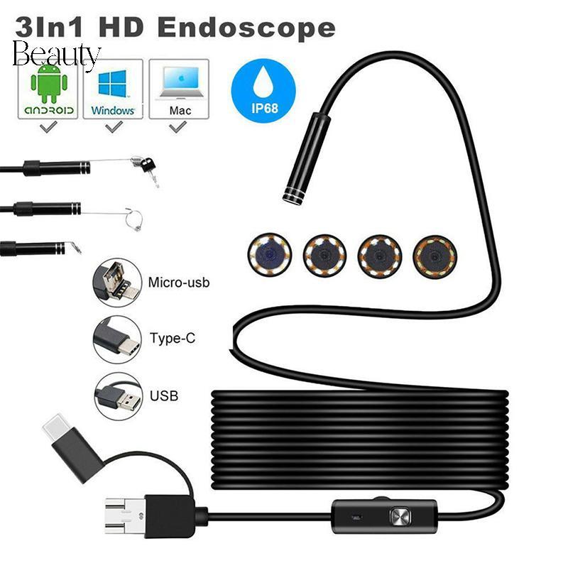 Massivedeals 3 in 1 USB Type-C Endoscope Monitoring Borescope เลนส์ 5.5/7/8 มม.กล้อง HD IP68 ใหม่
