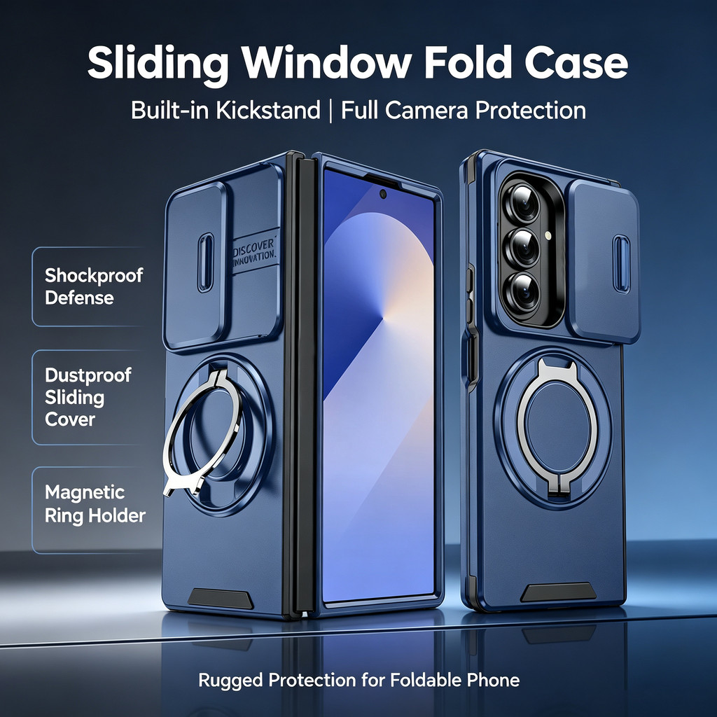 ปลอกสําหรับ Samsung Galaxy Z พับ 8 Ultra 7 6 Fold8 ZFold8 Ultra 5G หน้าต่างบานเลื่อนแหวนเคสโทรศัพท์วงเล็บกันกระแทกเลนส์ขาตั้ง Anti Fall Hard ฝาหลัง