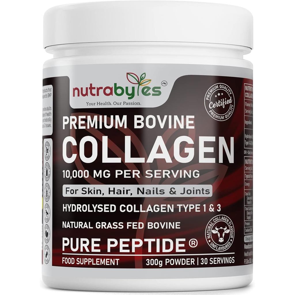 ผงคอลลาเจน 10000มก. โบรวีน ประเภท 1 & 3 Unflavoured, ความแข็งแรงสูง Pure Hydrolysed Protein Peptides