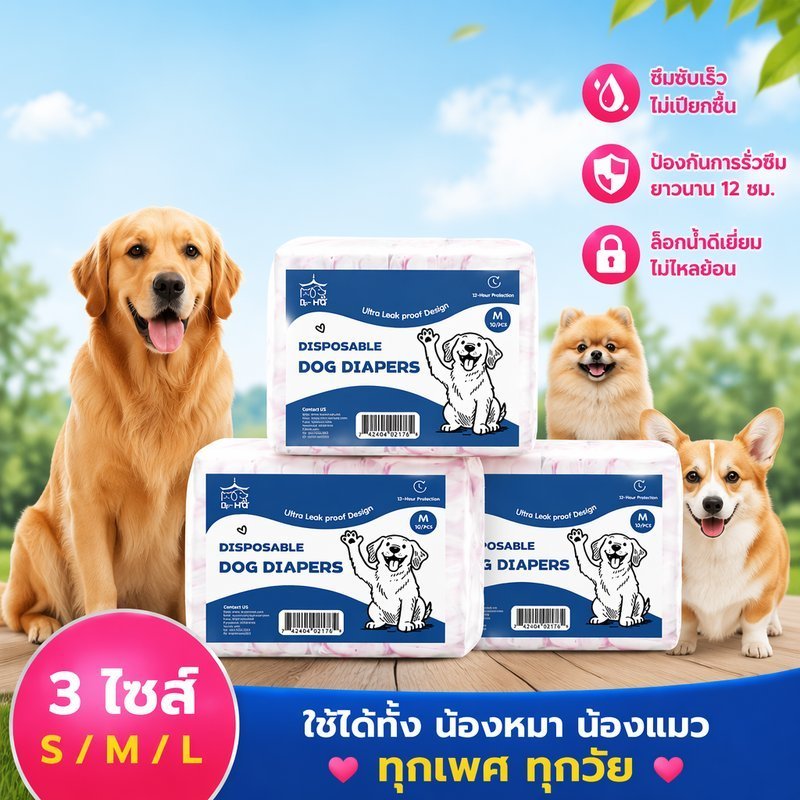 ผ้าอ้อมสัตว์เลี้ยงสุนัขแมวผ้าอ้อมทิ้งชายหญิงแห้งเร็วรั่วซึมดูดซับ SML XL