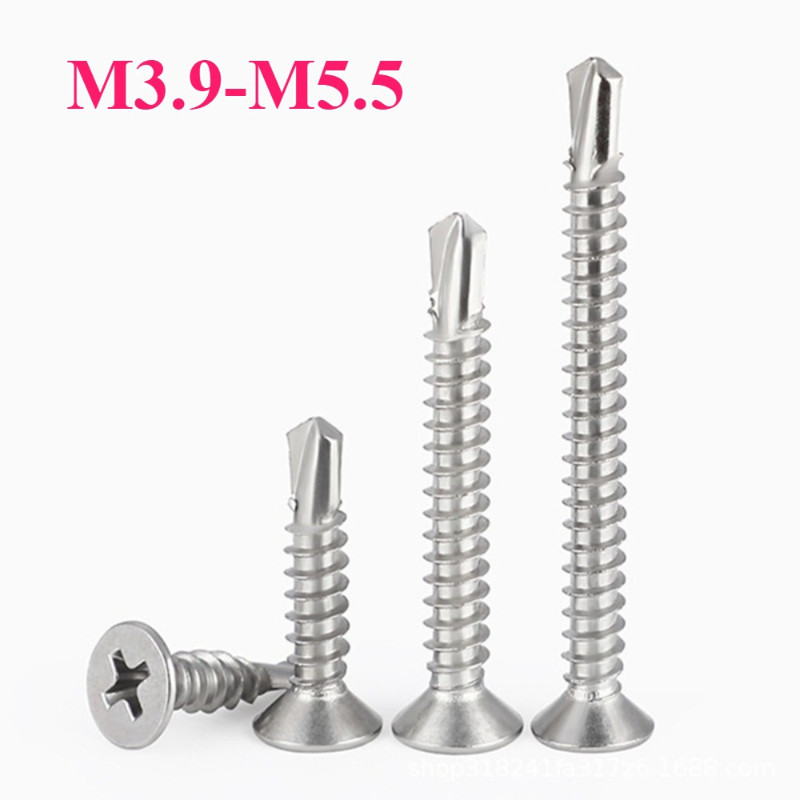สกรูหัวเตเปอร์ ปลายสว่าน แฉก F+ /สแตนเลส 304 /Flat Head Phillip Self Drilling Screw /SUS304 /M3.9-M5