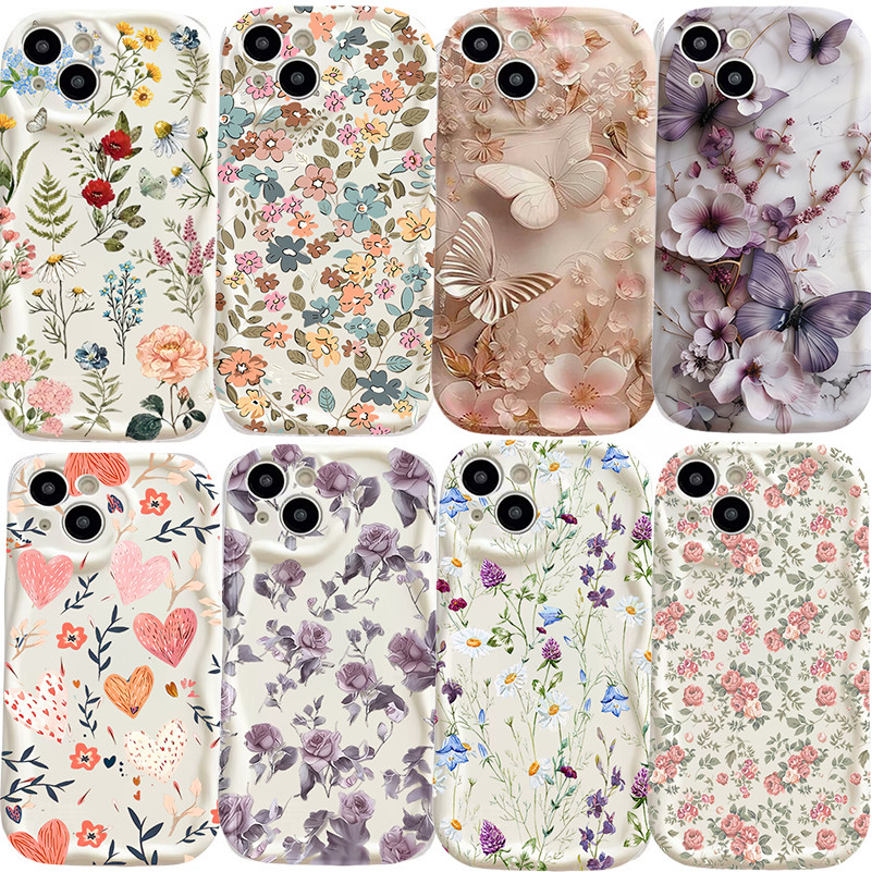 ปลอกสําหรับ OPPO Realme 16T 16 15T 16 Pro C85 Pro C100i C63 C61 C61 ผีเสื้อดอกไม้ violet ดอกไม้เคสโท