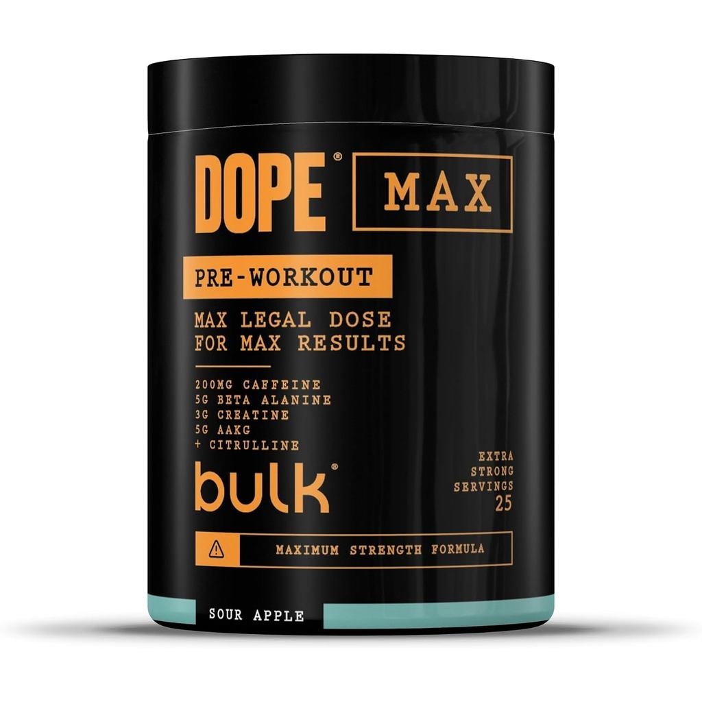 Bulk Dope Max PreWorkout Powder 563 g 3g Creatine | 25 เสิร์ฟคาเฟอีน 200 มก. 5 กรัม Beta Alanine AAK