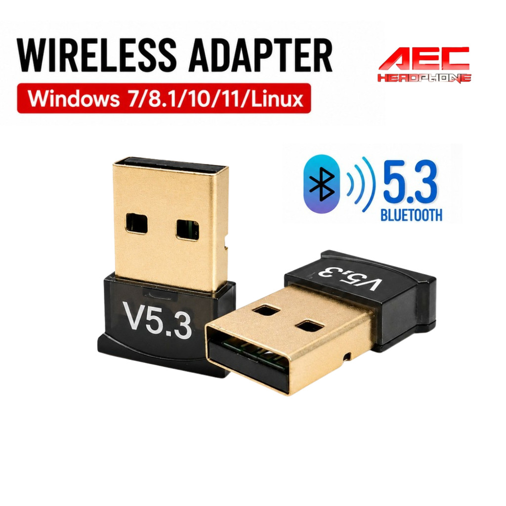 USB Bluetooth Adapter บลูทูธ 5.3 ตัวรับสัญญาณไร้สาย รองรับ Windows 7/8.1/10/11 Linux