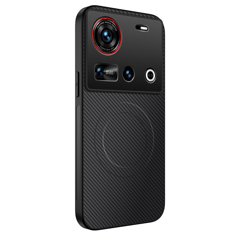  สําหรับ ZTE nubia Z50 Z60 Z70 Z80 Ultra Z50S Pro Z60S Pro แม่เหล็กไร้สายชาร์จคาร์บอนไฟเบอร์หนังฝาค