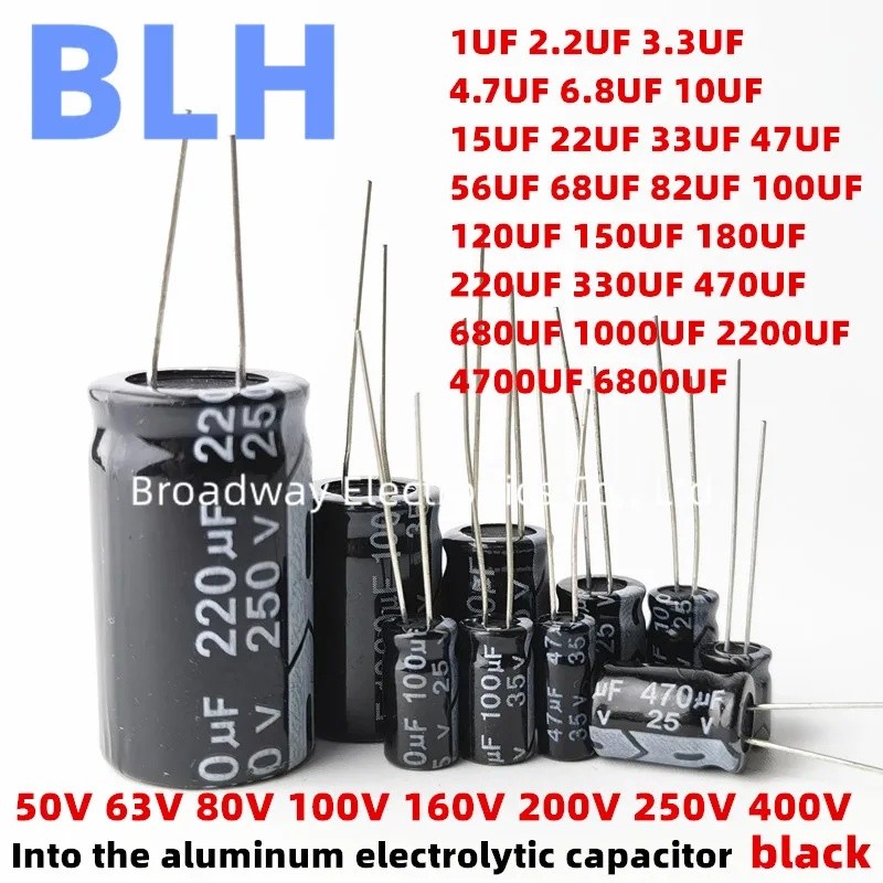 2-50PCS อลูมิเนียม Electrolytic Capacitor 50V 63V 80V 100V 160V 200V 250V 400V 1UF 2.2UF 3.3UF 4.7UF