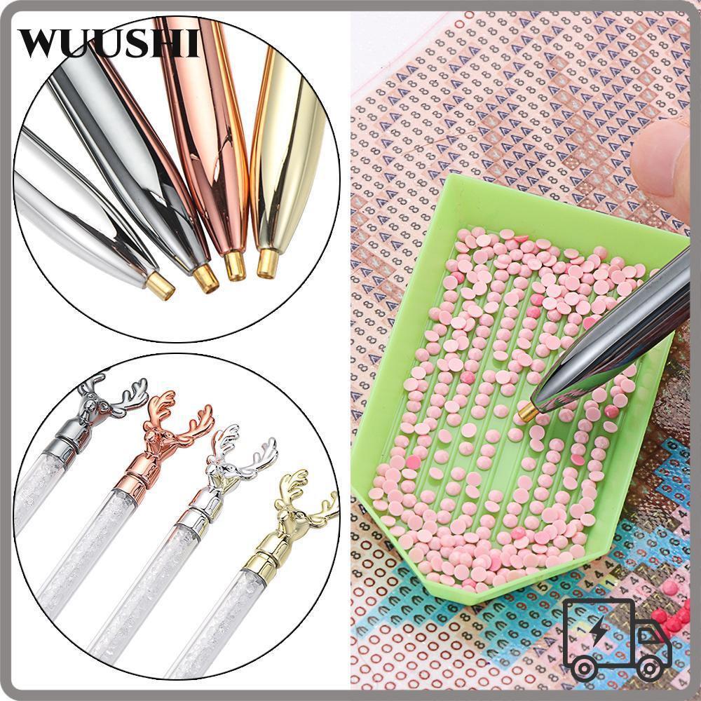 WUSHI ภาพวาดเพชรปากกาหัตถกรรม DIY Cross คริสตัลกวางปากกา